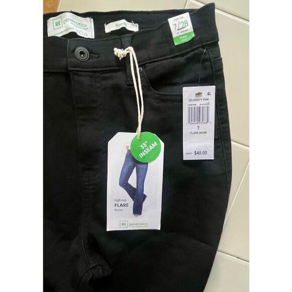 NWT RE Generation black flare jeans- size 7/28 - Picture 3 of 3